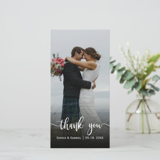 Foto met briefing met briefje met briefje met brie bedankkaart (Staand voorkant)