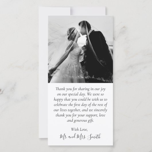 Foto met briefing met briefje met briefje met brie bedankkaart (Achterkant)