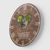 Foto met bruin lederen hart 3de trouwdag grote klok (Hoek)