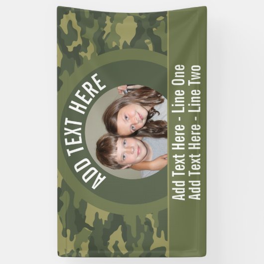 Foto met Camouflage Green en aangepaste tekst Spandoek (Verticaal)