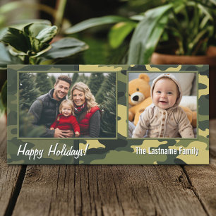 Foto met camouflageprint Militaire kerstkaart