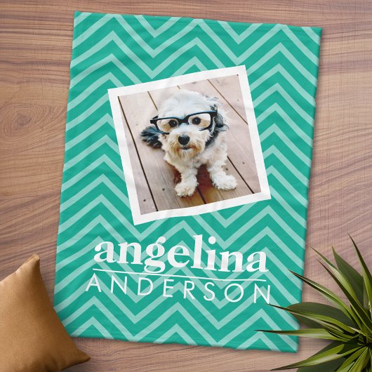 Foto met Chevron Pattern en aangepaste naam Fleece Deken