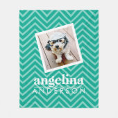 Foto met Chevron Pattern en aangepaste naam Fleece Deken (Voorkant)