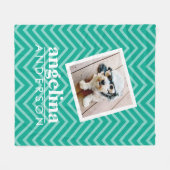 Foto met Chevron Pattern en aangepaste naam Fleece Deken (Voorkant (Horizontaal))