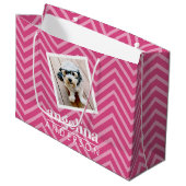 Foto met Chevron Pattern en aangepaste naam Groot Cadeauzakje (Voorkant Gekanteld)
