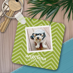 Foto met Chevron Pattern en aangepaste naam Sleutelhanger