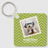 Foto met Chevron Pattern en aangepaste naam Sleutelhanger (Voorkant)