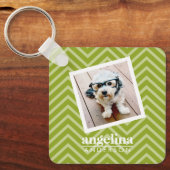 Foto met Chevron Pattern en aangepaste naam Sleutelhanger (Voorkant)