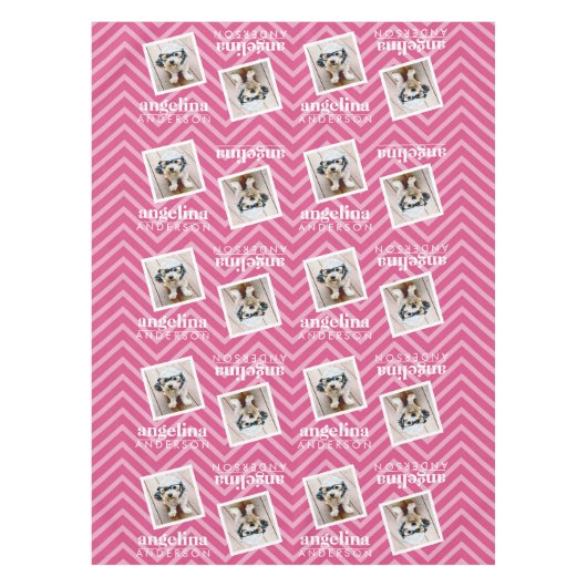 Foto met Chevron Pattern en aangepaste naam Tafelkleed (Voorkant)