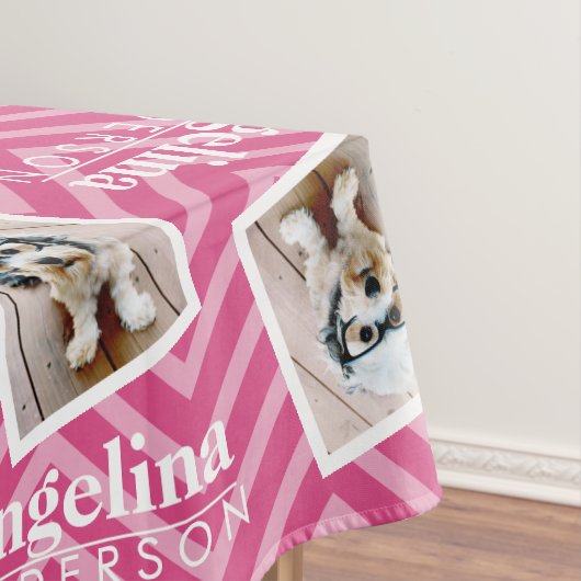Foto met Chevron Pattern en aangepaste naam Tafelkleed (Voorbeeld)