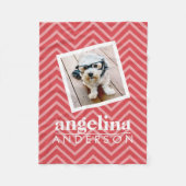 Foto met de aangepaste naam Red Chevron Pattern Fleece Deken (Voorkant)