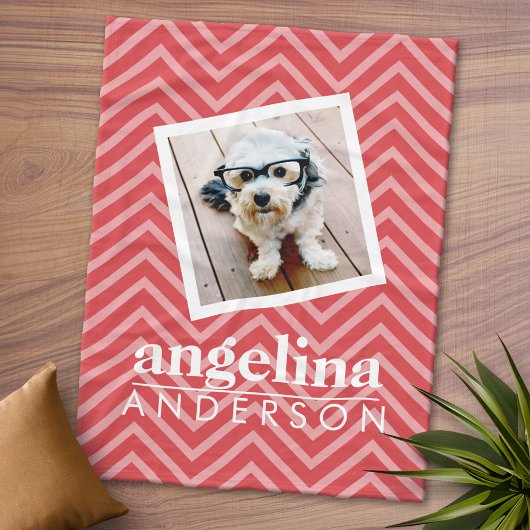 Foto met de aangepaste naam Red Chevron Pattern Fleece Deken