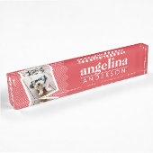 Foto met de aangepaste naam Red Chevron Pattern Naambordje