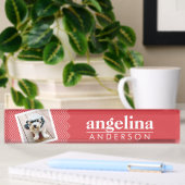Foto met de aangepaste naam Red Chevron Pattern Naambordje