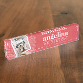 Foto met de aangepaste naam Red Chevron Pattern Naambordje (Zijkant)