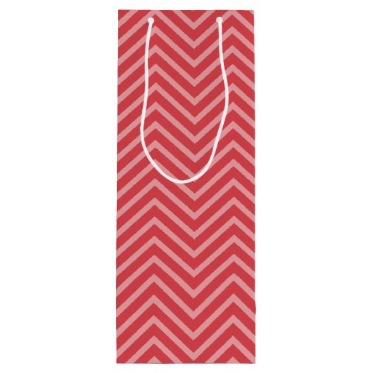 Foto met de aangepaste naam Red Chevron Pattern Wijn Cadeautas (Achterkant)