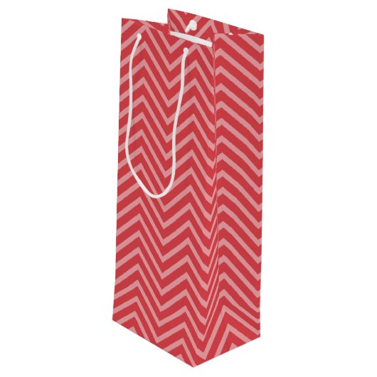 Foto met de aangepaste naam Red Chevron Pattern Wijn Cadeautas (Achterkant Gekanteld)