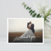 Foto met de hand geletterde moderne bruiloft bedankkaart (Staand voorkant)