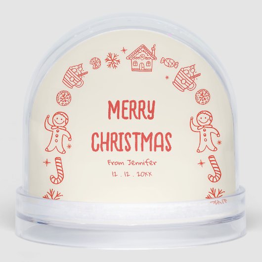 Foto met de hand getekend Doodle Whimsical Merry C Sneeuwbol (Voorkant)