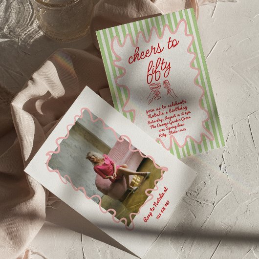 Foto met de hand getekend Kleurrijke Strepen 50e v Kaart