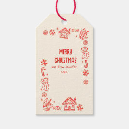 Foto met de hand getekend Red Doodle Whimsical Chr Cadeaulabel