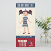 Foto met de Nautical Thema Birthday Party Boarding Kaart (Staand voorkant)