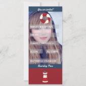 Foto met de Nautical Thema Birthday Party Boarding Kaart (Achterkant)