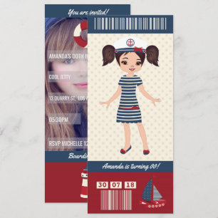 Foto met de Nautical Thema Birthday Party Boarding Kaart