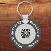 foto met douanetekst op grijze mooie promo sleutelhanger (Voorkant)