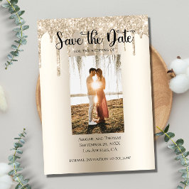 Foto met druppelende glitter moderne verloving save the date