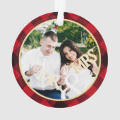 Foto met eerste huwelijkskersttruck Red Pset Ornament (achterkant)