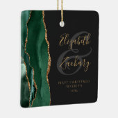 Foto met eerste kerstfeest, married Emerald Agate Keramisch Ornament (Rechts)