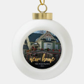 Foto met eerste kerstkerst Nieuw Home Gold-script Keramische Bal Ornament (Voorkant)