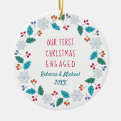 Foto met Eerste Kerstmis: Winter Woodland Keramisch Ornament (Voorkant)