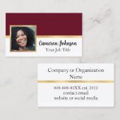 Foto met Elegant Script en Goud op Bourgogne Visitekaartje (Voorkant / Achterkant)