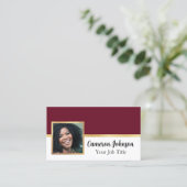 Foto met Elegant Script en Goud op Bourgogne Visitekaartje (Staand voorkant)