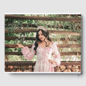 Foto met Engelse rode rozen & parels Quinceañera Gastenboek (Achterkant)