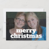 Foto met enorme kerst van MERRY - marineblauw Feestdagenkaart (Voorkant)