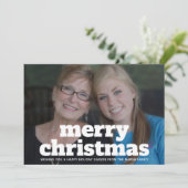 Foto met enorme kerst van MERRY - marineblauw Feestdagenkaart (Staand voorkant)