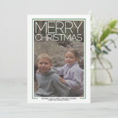 Foto met enorme MERRY CHRISTMAS Red Green Pset Feestdagenkaart (Staand voorkant)