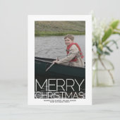 Foto met enorme MERRY CHRISTMAS Red Green Pset Feestdagenkaart (Staand voorkant)