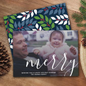 Foto met enorme MERRY script witte overlay - marin Feestdagenkaart