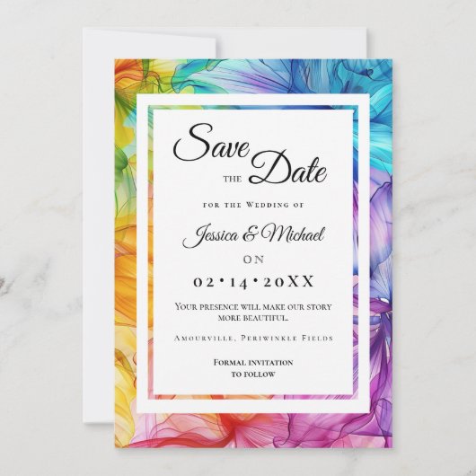 Foto met etherische bloei save the date (Voorkant)