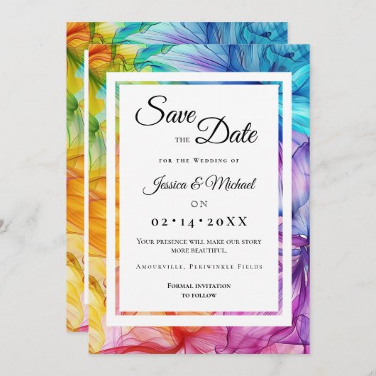 Foto met etherische bloei save the date (Voorkant / Achterkant)