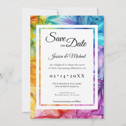 Foto met etherische bloei save the date (Voorkant)