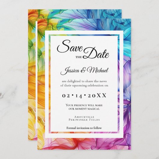 Foto met etherische bloei save the date (Voorkant / Achterkant)