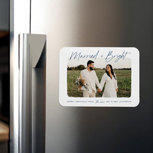 Foto met gehuwd en Bright Navy Magneet