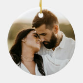 Foto met gehuwde en Bright Gold Holiday Keramisch Ornament (Achterkant)