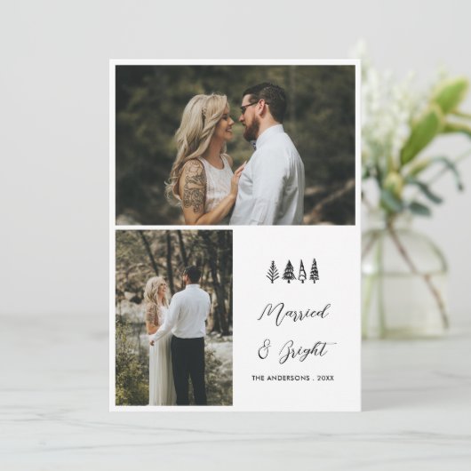 Foto met gehuwde en heldere kerstparen feestdagenkaart (Staand voorkant)