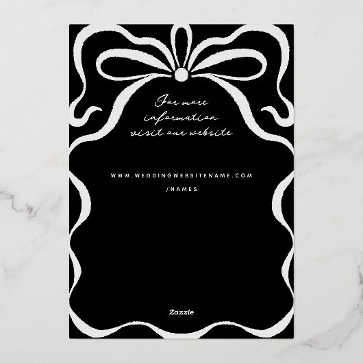 Foto met geinkte linten en strikken folie uitnodiging (Achterkant)